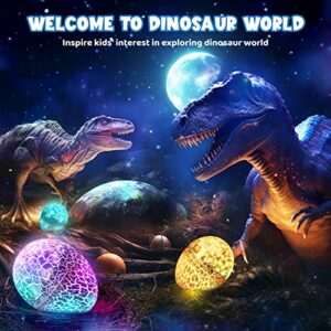 Dinosaur Egg Night Light Toys：STRAWBETTER 2-in-1 Dino & Star Projector for Kids 3-5 6 7 8 9 10 Year Old Boy Girl Gifts 360°Rotating Nights Lights Lamp Boys Gift Toy Age 3-12 Bedroom Decor