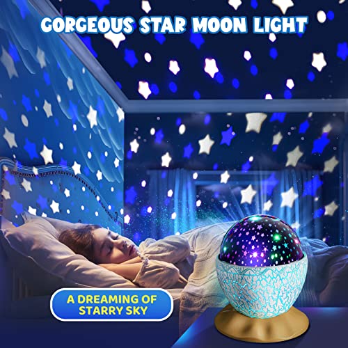 Dinosaur Egg Night Light Toys：STRAWBETTER 2-in-1 Dino & Star Projector for Kids 3-5 6 7 8 9 10 Year Old Boy Girl Gifts 360°Rotating Nights Lights Lamp Boys Gift Toy Age 3-12 Bedroom Decor