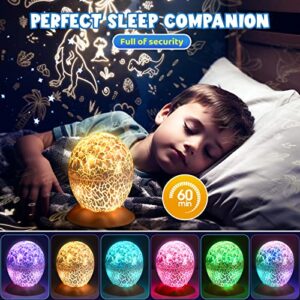 Dinosaur Egg Night Light Toys：STRAWBETTER 2-in-1 Dino & Star Projector for Kids 3-5 6 7 8 9 10 Year Old Boy Girl Gifts 360°Rotating Nights Lights Lamp Boys Gift Toy Age 3-12 Bedroom Decor