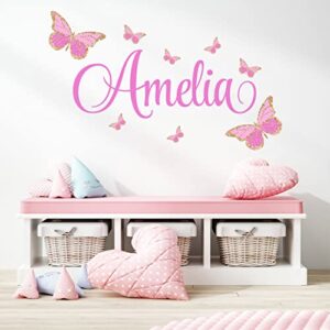 butterfly wall decals - custom name wall decal – baby girl wall decor - personalized name wall decals for girls – kids bedroom nursery decor - butterflies sticker