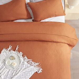 Haglurom Burnt Orange Queen Size Quilt Bedding Set-3 Pieces, Lightweight Soft Microfiber Bedspread/Coverlet-90''x98'' with 2 Pillow Shams, Luxurious Warm Summer Bed Quilt for All Seasons