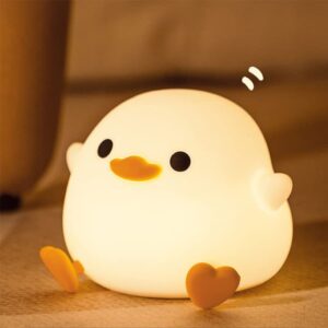crtivetoys cute duck night light for kids animal silicone nursery rechargeable table lamp bedside lamp with touch sensor for girls and boys bedrooms,led night light kawaii room desk decors