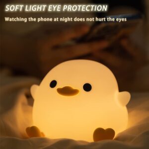 Crtivetoys Cute Duck Night Light for Kids Animal Silicone Nursery Rechargeable Table Lamp Bedside Lamp with Touch Sensor for Girls and Boys Bedrooms,LED Night Light Kawaii Room Desk Decors