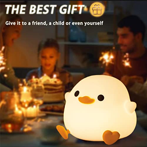 Crtivetoys Cute Duck Night Light for Kids Animal Silicone Nursery Rechargeable Table Lamp Bedside Lamp with Touch Sensor for Girls and Boys Bedrooms,LED Night Light Kawaii Room Desk Decors