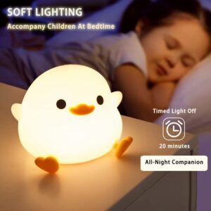 Crtivetoys Cute Duck Night Light for Kids Animal Silicone Nursery Rechargeable Table Lamp Bedside Lamp with Touch Sensor for Girls and Boys Bedrooms,LED Night Light Kawaii Room Desk Decors