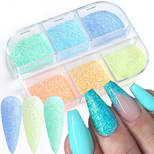 Dip Nail Remover 6 Grid/Set Nail Glitter Powder Glitter Nail Glitter Sugar Powder Irregular Particle Nail Styling Powder Set Nail Decoration Nail Glitter（B-A)