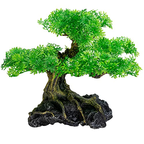 UNEAK - Aquarium Bonsai Tree Plant Fish Tank Decorations Medium/Large Resin Plastic Artificial Plants Flower Ornament Beta Goldfish Decoration Ornaments Freshwater & Saltwater Décor