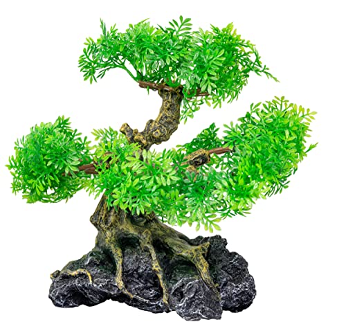 UNEAK - Aquarium Bonsai Tree Plant Fish Tank Decorations Medium/Large Resin Plastic Artificial Plants Flower Ornament Beta Goldfish Decoration Ornaments Freshwater & Saltwater Décor