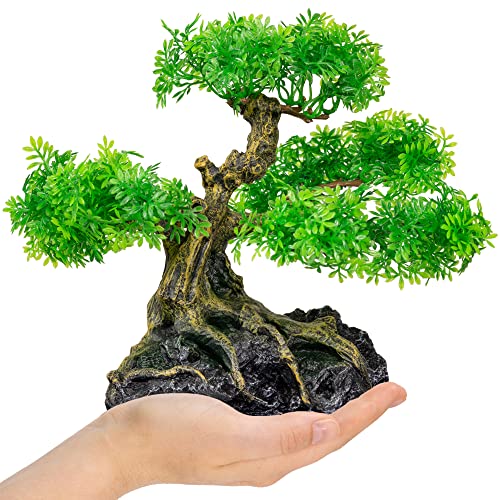 UNEAK - Aquarium Bonsai Tree Plant Fish Tank Decorations Medium/Large Resin Plastic Artificial Plants Flower Ornament Beta Goldfish Decoration Ornaments Freshwater & Saltwater Décor