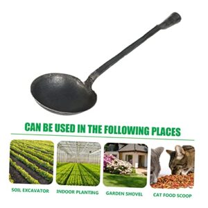 TEHAUX 4pcs Forged Iron Spoon Mini Scoop Metal Spoon Yard Scoops Mini Garden Shovel Vegetable Planting Tools Soil Excavator Spoon Multi-functional Spoon Dark Grey Hand Tools Forging