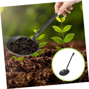 TEHAUX 4pcs Forged Iron Spoon Mini Scoop Metal Spoon Yard Scoops Mini Garden Shovel Vegetable Planting Tools Soil Excavator Spoon Multi-functional Spoon Dark Grey Hand Tools Forging
