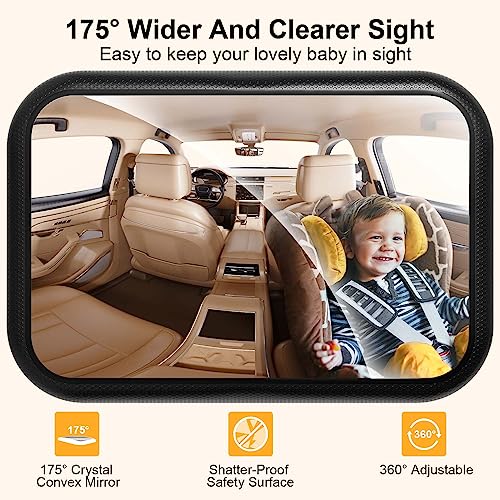 TAZENI Baby Car Mirror Hook Clip Design Safety Car Seat Mirror for Rear Facing Infant with Wide Crystal Clear View Shatterproof Crash Tested and Certified