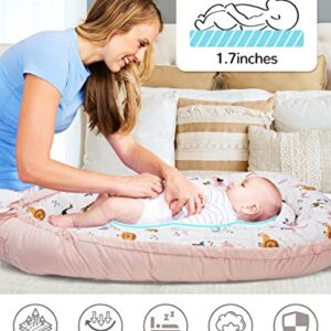 Mestron Baby Nest for 0-12 Months,Baby Lounger Baby Snuggle Infant Bassinet Mattress Insert Soft & Breathable Cotton Portable Infant Floor Seat Co-Sleeping (Elephant)