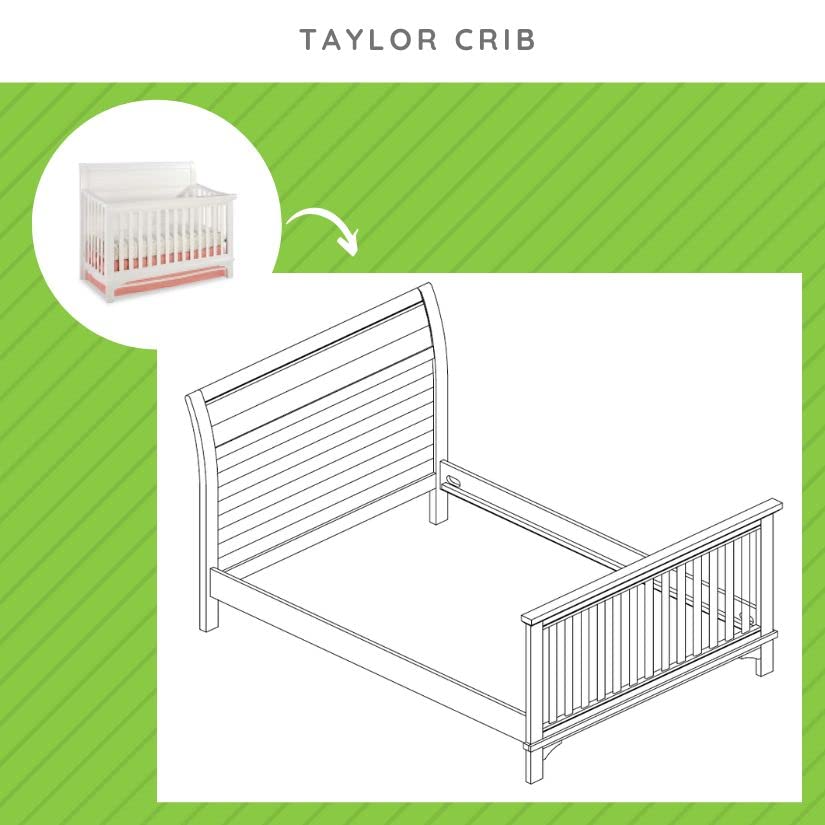 CC KITS Full-Size Conversion Kit Bed Rails for Westwood Design Cribs (Seashell White, Option 3)