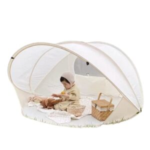 Popup Dome Play Yard Premium Outdoor and Indoor Baby Playpen Portable Lightweight Canopy and Travel Camping Bag (Off-White)