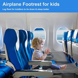 Kids Airplane Footrest, Lightweight Foldable Toddler Airplane Seat Extender Portable Toddler Travel Bed Kids Airplane Travel Essentials Airplane Travel Accessories for Kids (Gray)