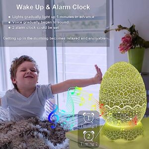 Dragon Egg Night Light for kids，Baby Sound Machine with Wireless Music Player，Wake up alarm clock 9 Sounds+16 Colors Sleep Timer & Remote Control Best Gift & Decoration for Children's & Adults Bedroom