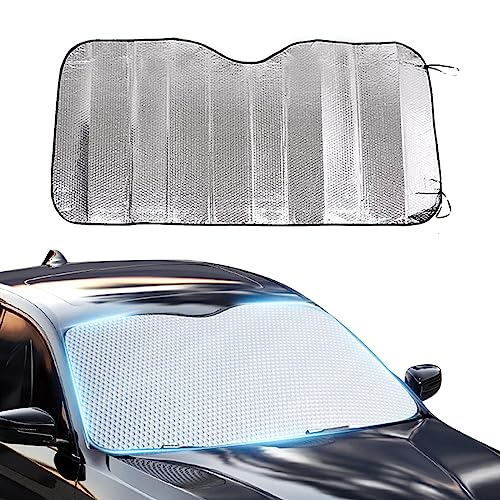 jeseny Pack-1 Car Sun Shade Windshield, 4.5Ft x 2.2Ft UV Blocking Heat Insulation Sunshade Cover, Foldable Car Protection Sunshade for Most Cars SUVs and Trucks (Silver)