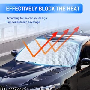 jeseny Pack-1 Car Sun Shade Windshield, 4.5Ft x 2.2Ft UV Blocking Heat Insulation Sunshade Cover, Foldable Car Protection Sunshade for Most Cars SUVs and Trucks (Silver)