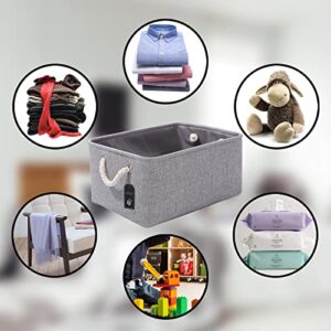 Storage Basket for Shelves Closets Pet toy Baby Toy, Collapsible Fabric Storage Bin for Laundry, Nursery(2pcs/Small 11.8Lx7.8Wx5.9H, Grey)