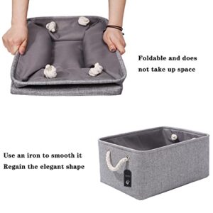 Storage Basket for Shelves Closets Pet toy Baby Toy, Collapsible Fabric Storage Bin for Laundry, Nursery(2pcs/Small 11.8Lx7.8Wx5.9H, Grey)