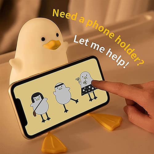 Crtivetoys Cute Seagull Night Light for Kids Animal Silicone Nursery LED Table Lamp Children's Dimmable Baby's Room Decoration Bedside Touch Timer Table USB Charger Cartoon Duck Night Light