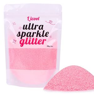 holographic fine glitter, 100g/3.5oz extra fine glitters powder packs for resin, craft glitter for tumblers candle slime making, festival body face eyeshadow nail glitter (light pink)