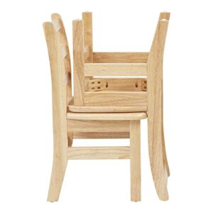 ECR4Kids 24in x 24in Hardwood Table and Chairs, 12in Seat Height, Kids Furniture, Natural, 3-Piece