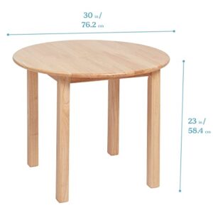 ECR4Kids 30in Round Hardwood Table and Chairs, 14in Seat Height, Kids Furniture, Natural, 3-Piece