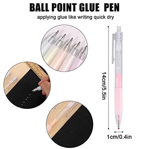 6pcs Dry Liquid Glue Glue Pens, Colorful Sticky Glue Glue Pens Quick Dry Glue Pens for Scrapbooking Fabric Card Making and Crafts (6 Colors)