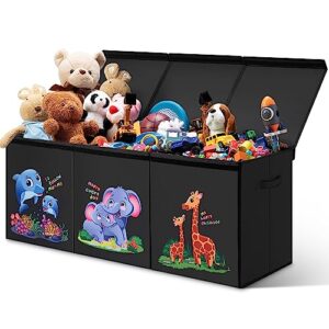 large toy chest for boys girls, 40" toy box organizer with removable divider, foldable sturdy storage bins with lids for kids, toy chests for nursery playroom bedroom living room