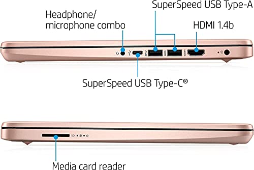 HP Stream 14" HD Thin and Light Laptop, Intel Celeron N4120, 16GB RAM, 64GB eMMC Storage, Long Battery Life, HD Webcam, HDMI, Rose Gold, Office 365 1-Year, Windows 11 S, 128GB Cuertns MicroSD