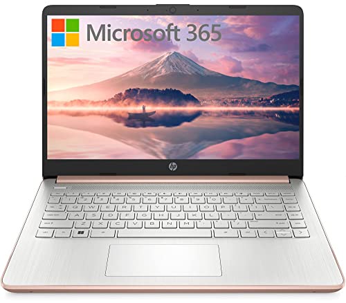 HP Stream 14" HD Thin and Light Laptop, Intel Celeron N4120, 16GB RAM, 64GB eMMC Storage, Long Battery Life, HD Webcam, HDMI, Rose Gold, Office 365 1-Year, Windows 11 S, 128GB Cuertns MicroSD