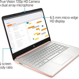 HP Stream 14" HD Thin and Light Laptop, Intel Celeron N4120, 16GB RAM, 64GB eMMC Storage, Long Battery Life, HD Webcam, HDMI, Rose Gold, Office 365 1-Year, Windows 11 S, 128GB Cuertns MicroSD