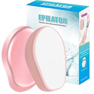 crystal hair eraser for women and men,reusable crystal hair remover, magic painless exfoliation hair removal tool,magic hair eraser for back arms legs (pink)