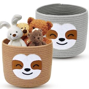 kigeli 2 pcs sloth small woven basket storage basket sloth basket cotton rope baskets for storage baby basket for nursery room decor diaper, blankets, toy organizer