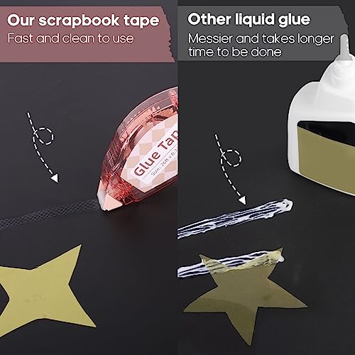 Secopad Scrapbook Tape, 8 Pack Double Sided Tape Roller for Crafts, Sticky Glue Tape Runner Scrapbooking Supplies for Adults and Kids, 0.3IN x 26FT