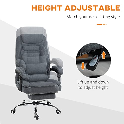 Vinsetto 3D Kneading Massage Office Chair with Reclining, Swivel Fabric Computer Chair with Footrest, Armrest, Gray