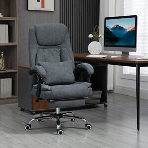 Vinsetto 3D Kneading Massage Office Chair with Reclining, Swivel Fabric Computer Chair with Footrest, Armrest, Gray