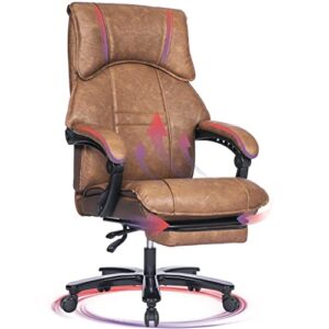 bosmiller 500lbs big and tall office chair wide seat for heavy people with quiet wheels heavy duty metal base high back larger size pu leather executive office chair with footrest back reclining