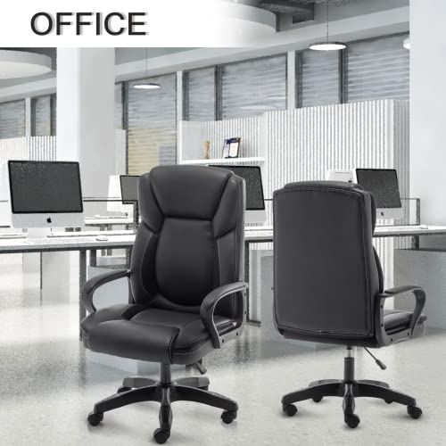 Executive Office Chair High Back Desk Chair Black Ergonomic Office Chair with Wheels and Arm Leather Chair Adjustable Swivel Chair for Adult Teens Computer Desk Chair