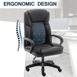 Executive Office Chair High Back Desk Chair Black Ergonomic Office Chair with Wheels and Arm Leather Chair Adjustable Swivel Chair for Adult Teens Computer Desk Chair