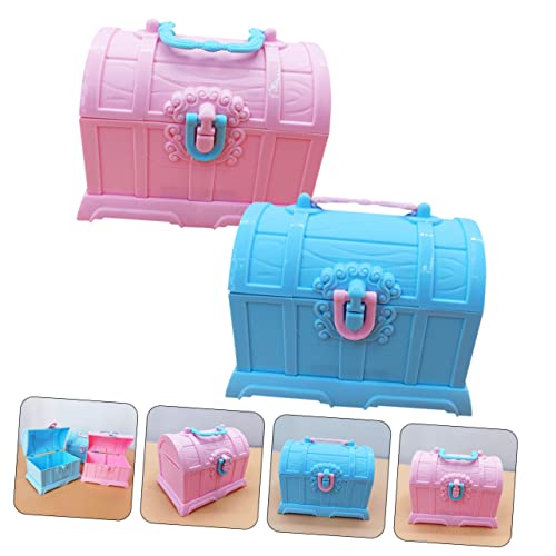 Cabilock 2pcs Box Treasure Chest Storage Box Kids Jewelry Organizer Portable Jewelry Organizer Kids Storage Organizer for Toys Little Girl Keepsake Boxes Antique Decorative Storage Trunks