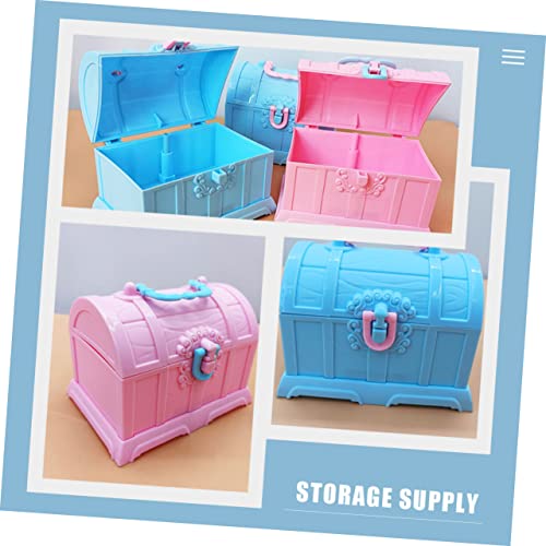 Cabilock 2pcs Box Treasure Chest Storage Box Kids Jewelry Organizer Portable Jewelry Organizer Kids Storage Organizer for Toys Little Girl Keepsake Boxes Antique Decorative Storage Trunks