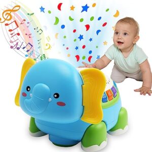 baby toys 6 to 12 months,toddler toys,star projector crawling elephant toys for 1-2 year old boys girls,tummy time toys with music,3 6 9 12-18 months babies girl toys,1 year old boy girl birthday gift