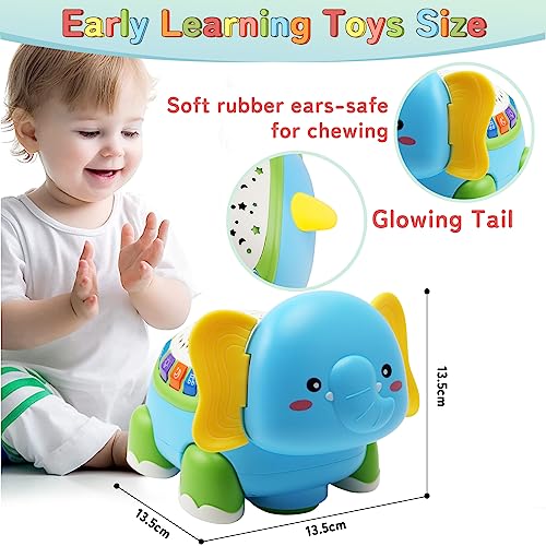 Baby Toys 6 to 12 Months,Toddler Toys,Star Projector Crawling Elephant Toys for 1-2 Year Old Boys Girls,Tummy Time Toys with Music,3 6 9 12-18 Months Babies Girl Toys,1 Year Old Boy Girl Birthday Gift