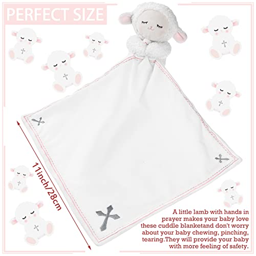 Kinlop Baptism Gifts for Baby Girl Baby Baptism Gifts for Boys Lamb Lovie Security Blankets with Christian Cross for First Communion Bedtime Blessings Gifts Soft Newborn Baby Toy Baby Showers (Pink)