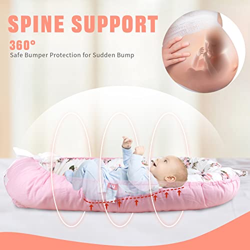 Gaoxianglin 100% Cotton Baby Lounger Cover for Newborn Girl Boy, Baby Nest Cover Portable Dock A Tot Infant Lounger Cover for Newborn Bassinet Mattress Boy Girl (Color:crabapple)