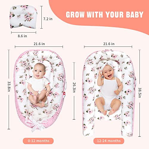 Gaoxianglin 100% Cotton Baby Lounger Cover for Newborn Girl Boy, Baby Nest Cover Portable Dock A Tot Infant Lounger Cover for Newborn Bassinet Mattress Boy Girl (Color:crabapple)