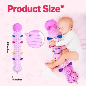 KMUYSL Baby Toys 0 to 12 Months, Musical Stuffed Animal Toys for 0-3-6-12 Months, Soft Sensory Toys with Crinkle and Rattles, Infant Tummy Time Toys for Newborn Boys Girls, Caterpillar, Pink